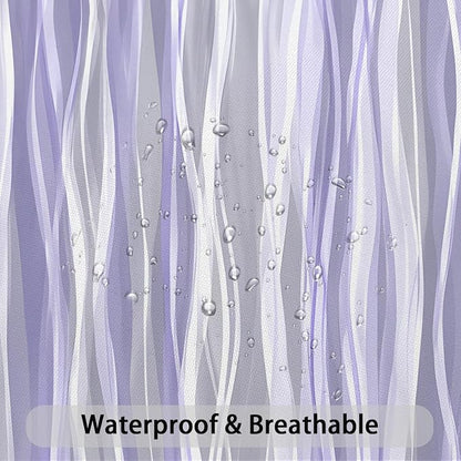 Moonslim Purple Lavender Grey Ombre Shower Curtain, Modern Wavy Abstract Striped Line Bathroom Curtain, Waterproof Fabric Bath Decor, 72 x 72 Inch