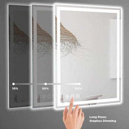 20" x28" LED Bathroom Mirror with Lights, Memory Vanity Mirror | Anti-Fog, 3 Color Modes, Dimmable, Front Lit, Memory Function, Tempered Glass, Lighted Bathroom Mirror for Wall