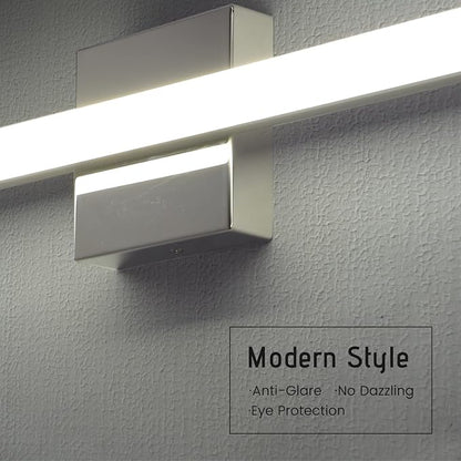 Modern 24IN 14W Bathroom Light Fixture, Chrome Vanity Lights for Mirror, 2 Packs, Waterproof, Daylight White Light(6000K), Stainless Steel, A-Silver, Hardwired