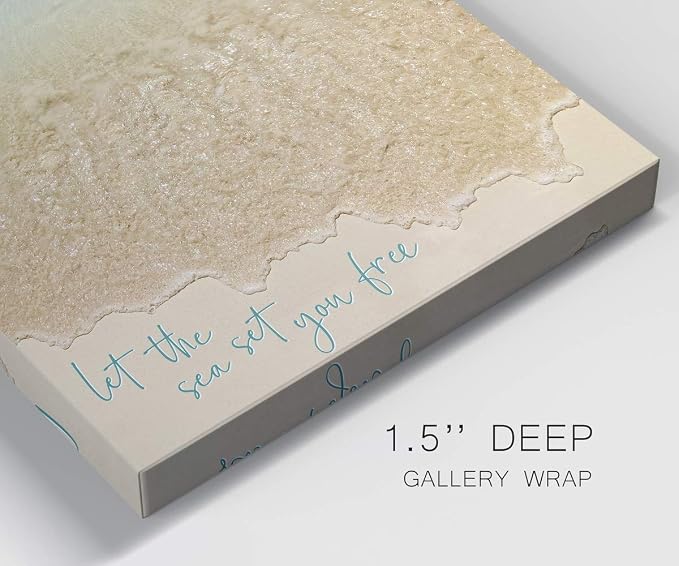 Renditions Gallery Beach Canvas Wall Art Home Decorations Paintings Blue Grey Ocean View Canvas Modern Abstract Wall Hanging Artwork for Bedroom Living Room Office Kitchen - 18"x27" LT02