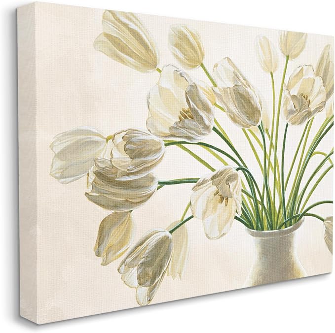 Stupell Industries 'Tranquil White Tulip Bouquet'| Canvas Art | Stupell Industries | 30 x 24 Inches, Easy to Hang and Sturdy, Made in USA, by Eva Barberini