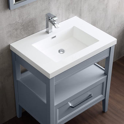 Dowell 31" Bathroom Sink,Single Bowl Vanity Basin,Rectangular Drop-In Bathroom Sink with Overflow,White-000 3122BP