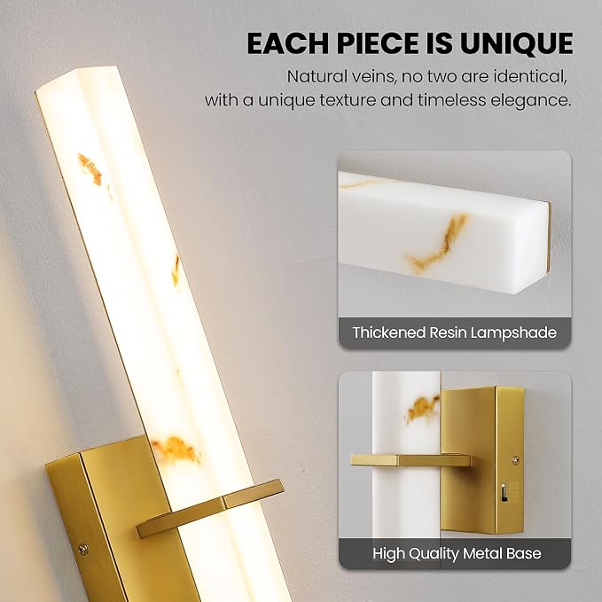 15 inch Gold Wall Sconces Hardwired LED Wall Sconces Set of Two Modern Bathroom Sconce 5CCT Dimmable Bathroom Vanity Light for Mirror Living Room Hallway