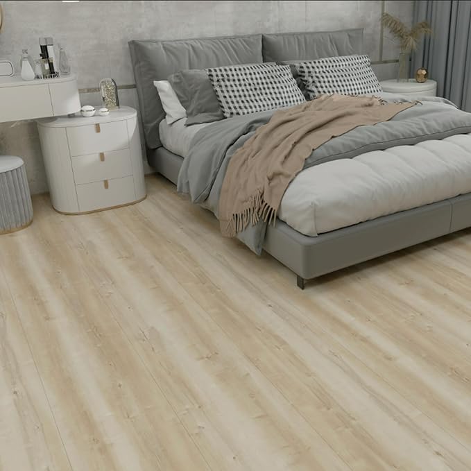 52 Sq.Ft Lareko Peel & Stick Vinyl Flooring Roll | 630" Length x 11.8" Wide Plank Floor, Waterproof Ash Wood Grain Self-Adhesive Sheet ,Non-Slip,Easy DIY Home Decor