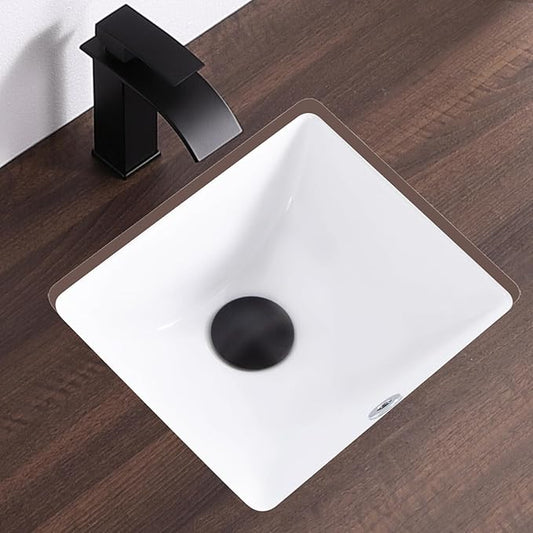 12 Inch Small Undermount Bathroom Sink Rectangle Undermount Sink White Ceramic Under Counter Bathroom Sinks with Overflow (12.0"x10.6")