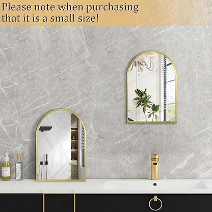 Arch Bathroom Mirror, Metal Frame Vanity Mirror, Dresser Mirror, Arch Decorative Mirrors for Living Room Bedroom Entryway Mantle 16"x12"