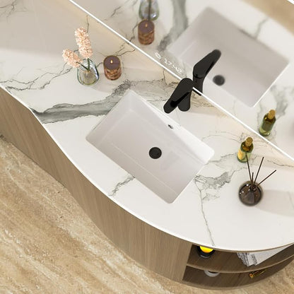 White Undermount Bathroom Sink 18.1"x12.4"Ceramic Basin | Modern Porcelain Under Counter Bathroom Vanity Sink, Interior Bowl 16.3"x 10.6", Rectangular Undermount Basin with Overflow