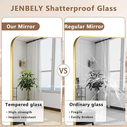 Brushed Gold Mirror, 48"x30" Rectangle Bathroom Mirror, Metal Frame Rectangle Corner Vanity Mirror, Wall Mounted Mirror for Modern, Living Room, Bedroom, Horizontal Or Vertical