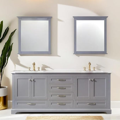 Lavanti Dumiat 80 Inch Bathroom Vanity with Sink – Stylish Gray Vanity Bathroom with Storage Cabinet – Modern Bathroom Vanities with Double Vanity Sink & Carrara Marble Countertop