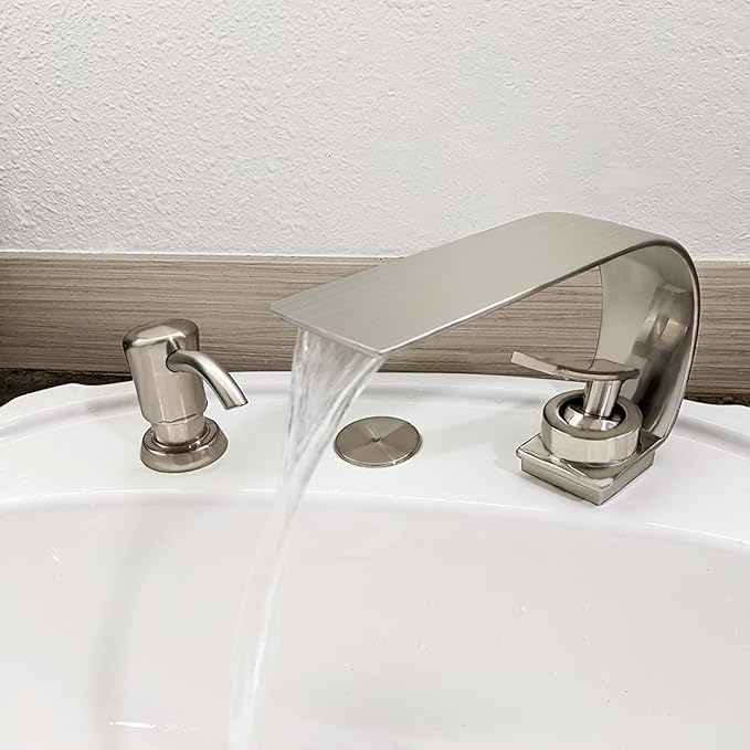 becola Modern Bathroom Faucet, Low Arc Brass Ceramic Valve Vanity Single Hole Bathroom Sink Faucet, Touch On Single Handle Hot and Cold Water Mixer Tap - Brushed Nickel