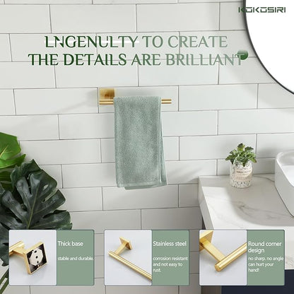 KOKOSIRI Bathroom Towel Bar Gold Hand Towel Holders Wall Mount Toilet Kitchen Cabinet Paper Holder Stainless Steel Bath Accessories, B3008BG