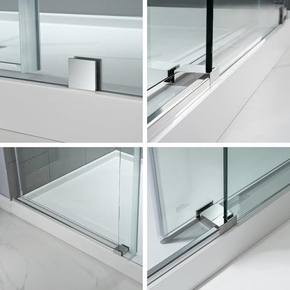 WOODBRIDGE Frameless Sliding Shower Door,44"-48" Width, 76" Height, 3/8" (10 mm) Clear Tempered Glass, Finish, Designed for Smooth Door Closing. Chrome
