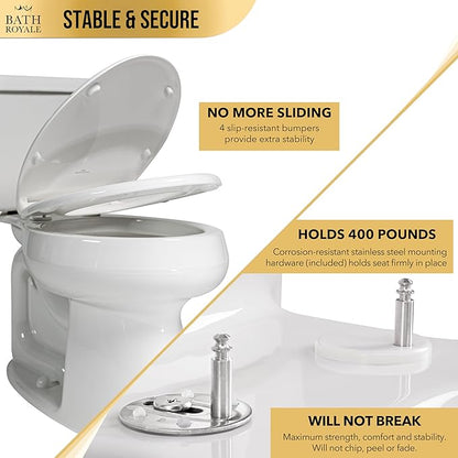 Bath Royale Toilet Seat (Round or Elongated), Slow Close (Soft Close, Quiet Close), Stain-Resistant and Easy to Clean, Fits All Toilet Brands, Executive Series - 5 Pack