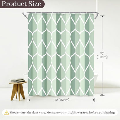 Gelbchu Geometric Shower Curtain for Bathroom, Dark Green, 72x72 Inch | with Hooks, Premium Polyester, Quick Dry, Water Repellent, Machine Washable, Rustproof Grommets, Modern Minimalist