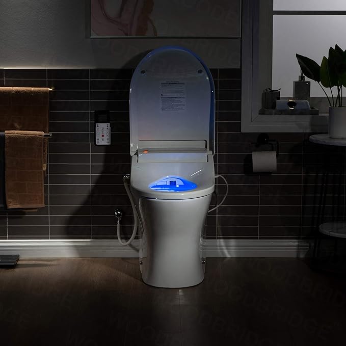 WOODBRIDGE One Piece 1.1GPF/1.6 GPF Dual Flush Elongated Toilet with Advance Smart Toilet in White