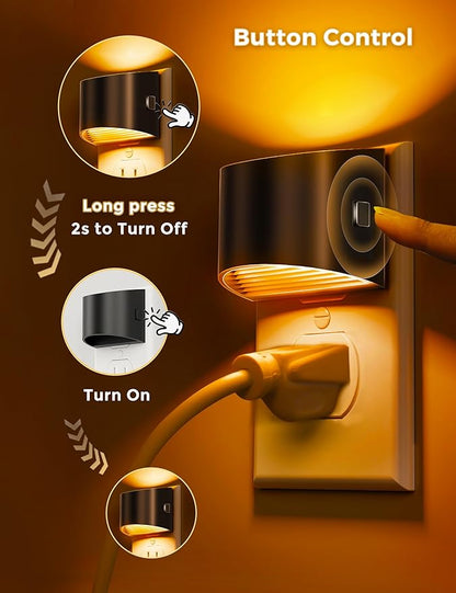 L LOHAS LED Night Light 2 Pack, Night Lights Plug into Wall, 1600K Amber | Dusk to Dawn Sensor Nightlight, 3 Level Brightness Adjustable, Mood Lighting