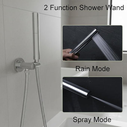 Hand Shower Head Chrome High Pressure Dual-Function Shower Wand | Jet Spray and Rainfall Modes, Brass, 7 Inch, High Flow, with 59 inch Hose and Bracket