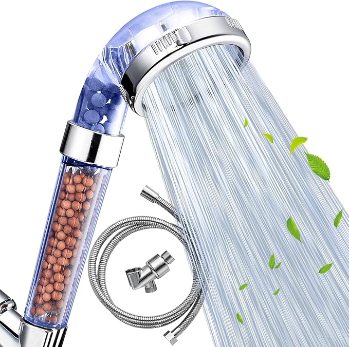 Nosame® Shower Head with Hose and Braket, Filter Filtration High Pressure Water Saving 3 Mode Function Spray Handheld Showerheads for Dry Skin & Hair | Filter Filtration High Pressure Water Saving 3 Mode Function Spray Handheld Showerheads with Hose Ho...