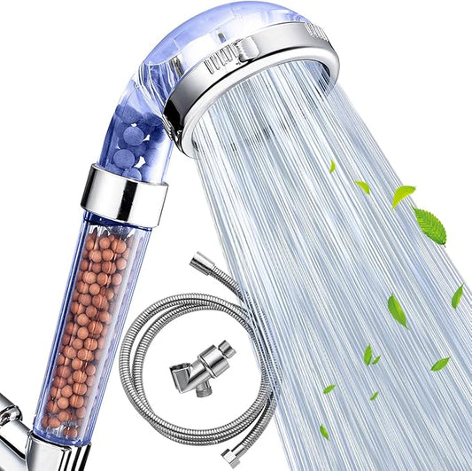 Nosame® Shower Head with Hose and Braket, Filter Filtration High Pressure Water Saving 3 Mode Function Spray Handheld Showerheads for Dry Skin & Hair | Filter Filtration High Pressure Water Saving 3 Mode Function Spray Handheld Showerheads with Hose Ho...