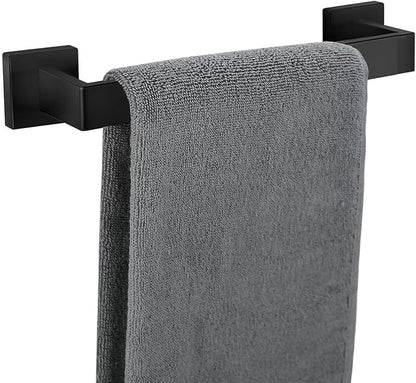 Towel Bar for Bathroom 12 Inch Matte Black Towel Holder 12/16/20/24/28/32/36 Inch Stainless Steel SUS304 Rustproof Towel Rack Modern Square Towel Rod for Bathroom Wall (1, Matte Black, 12 Inch)