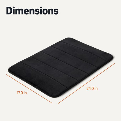 Amazon Basics Absorbent & Fast Dry Plush Memory Foam Bath Mat, 17 x 24 in, Black
