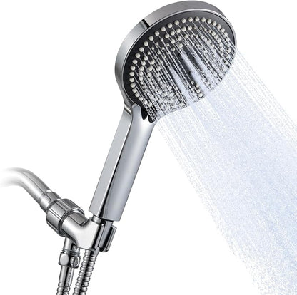 OFFO Handheld Shower Head Set, 6-Mode High Pressure Handheld Sprayer with 60 in Stainless Steel Hose & Holder, High Flow Large Powerful Boosting Handheld Showerhead for Low Water Pressure, Chrome
