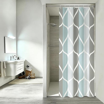 Gelbchu Grey Blend Geometric Shower Curtain for Bathroom, 36x72 Inch | with Hooks, Premium Polyester, Quick Dry, Water Repellent, Machine Washable, Rustproof Grommets, Modern Minimalist