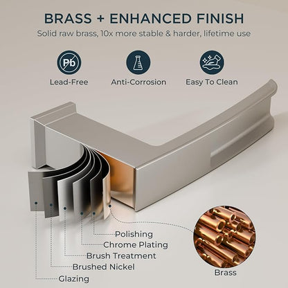 FORIOUS Roman Bathtub Faucet 3 Hole Deck Mount with 2 Handle Brushed Nickel | Tub Faucet for 3-Hole Set, 6-12" Centered Distance, Widespread Garden Bath Tub, Waterfall Spout, High Flow, Brass