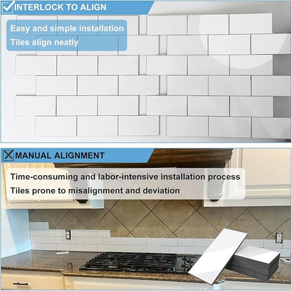 2026 New Upgrade Peel and Stick Backsplash Tile, Peel and Stick 11.34" X 11.57" Wall Tile for Kitchen, Bathroom, Fireplace, Laundry (Pure White, 10 Packs)