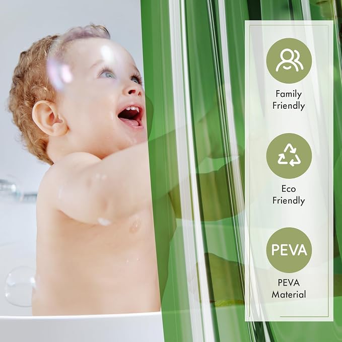 Shower Curtain Liner 72x72, Plastic Shower Liner PEVA Medium Weight Inside Shower Curtains for Bathroom with Rustproof Grommets, Dark Green
