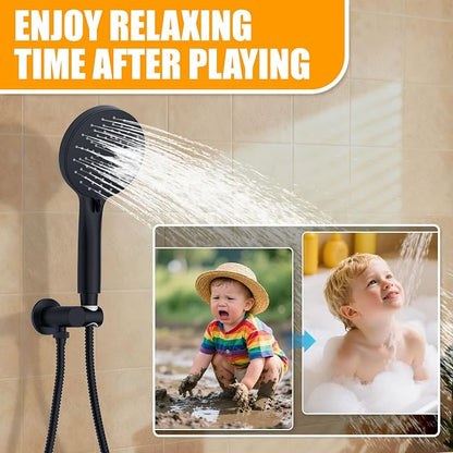 3 Functions Shower System，Modern Three-Setting 10-Inch Round Rain Shower Head and Faucet Set，Shower Faucet Set Complete Rough-in Valve and Trim Kit Included（Matte Black）