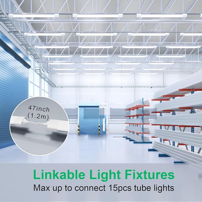 4FT Plug in Shop Light 2PCS, 5000K Linkable 36W Workbench Light, LED Tube Lights with Plug, 4500 LM Ceiling Closet Lighting for Laundry Garage Basement Kitchen | LED Tube Lights with Plug, 4500 LM Ceiling Closet Lighting for Laundry Garage Basement Kit...