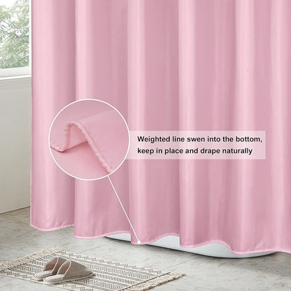 EurCross Pink Fabric Shower Curtain Liner 72 x 72 inches with Hooks, Water Resistant Chic Girlish Bathroom Décor for Bathroom Hotel Quality