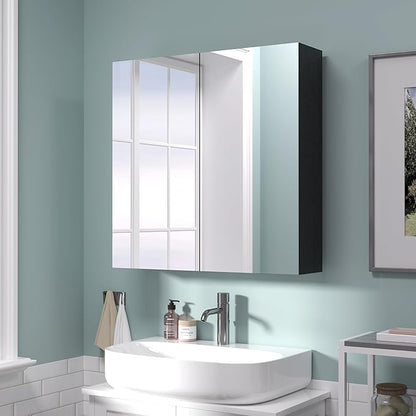 24x24 inch Bathroom Wall Cabinet, Saver Storage Cabinet, Medicine Cabinet with 2 Door and Adjustable Shelves, Black（Assembly Required）