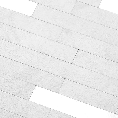 Yipscazo 10 Sheets Peel and Stick Stone Metal Tile Backsplash, Stick on Tiles for Backsplash Kitchen, Bathroom, Laundry Room, Camper, Fireplace (12'' X 12'', White Stone with Metal)
