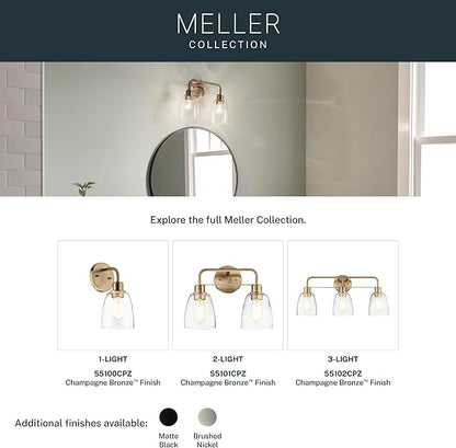 Kichler Meller 11.25 Inch Wall Light, 1 Light Exterior Wall Sconce in Champagne Bronze, (11.25" H x 5.5" W), 5100CPZ