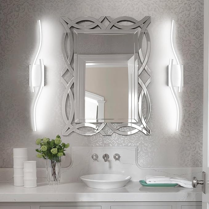 PRESDE 32 Inch Vanity Light Brushed Nickel Bathroom Light Fixtures Over Mirror LED Modern Bath Wall Lighting Bar Dimmable
