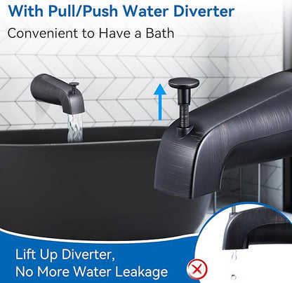 Dreyoo 5 1/4 Inch Bathroom Tub Spout Compatible with Westbrass E531D-1F-62, Fits Wall Front Mount Tub Spout with Shower Diverter 1/2'' IPS Inside Thread Bathtub Faucet (Oil Rubbed Bronze)