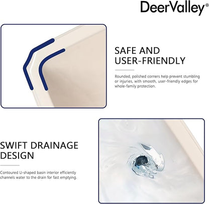 DeerValley 23x19 Inch Bone Pedestal Sink Combo, Ceramic Pedestal Sink for Bathroom with Overflow and 3 Faucet Holes, DV-1P522BN