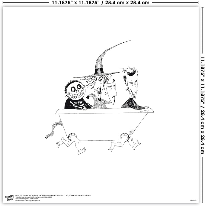 Trends International Gallery Pops Disney Tim Burton's The Nightmare Before Christmas - Bathtub Wall Art Wall Poster, 12" x 12", Unframed Version