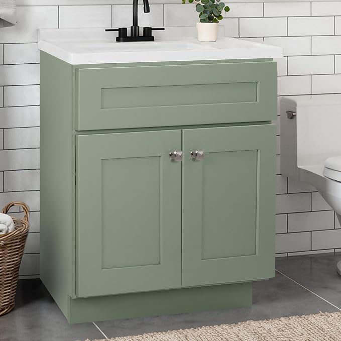 Design House Brookings Bathroom Vanity, 30", Evergreen Fog | Adjustable Hinges, Freestanding, Contemporary/Modern, Wood, Bath, 215459