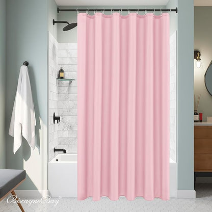 Fabric Shower Curtain Liner 72x72 Inch-Pink Standard Size Shower Liners | Hotel Quality Water Resistant Shower Liners for Bathroom-Machine Washable Cloth Polyester Bath Curtain-Rental Apartment Home