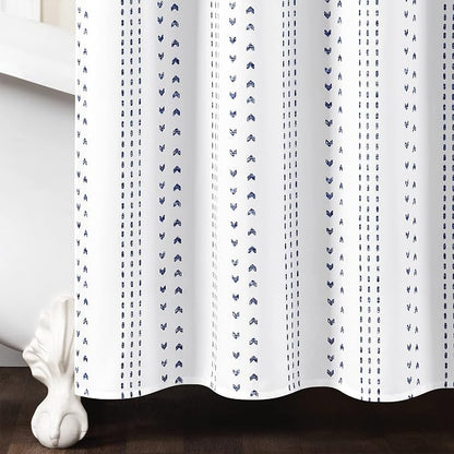 Lush Decor Hygge Stripe Shower Curtain, 72" x 72", Navy & White