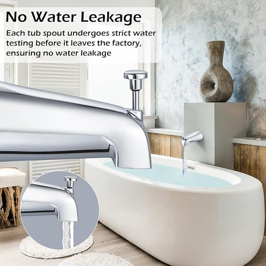 Slip-on Tub Spout with Diverter, Compatible with 1/2 Inch Copper Tube Fit, Bathroom Bathtub Spout 1-Pack (Polished Chrome)
