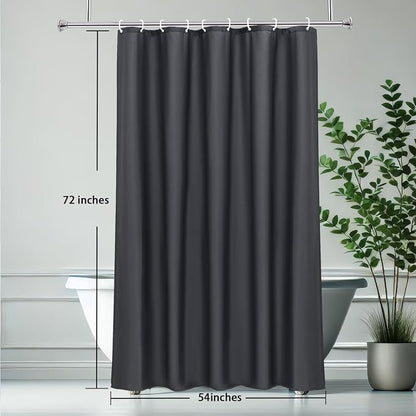 AooHome Fabric Shower Curtain 54 Width x 72 Height Inch, Solid Color Bath Curtain with Hooks for Hotel, Water Repellent, Dark Grey