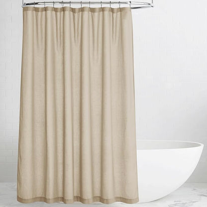KGORGE Linen Blend Semi-Sheer Shower Curtains Lightweight for Bathroom | Waterproof Fabric for Bathtub, Button Hole Half Privacy Quick Dry, Hooks Included, Angora, W72 x L84