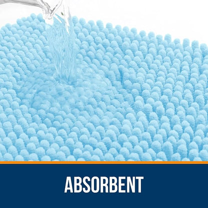OLANLY Large Bathroom Rugs 59x35, Extra Soft Absorbent Chenille Bath Rugs | Sky Blue, Quick-Drying Rubber Backing, Machine Washable Bath Mat for Bathroom Floor, Tub and Shower, Home Decor Accessories