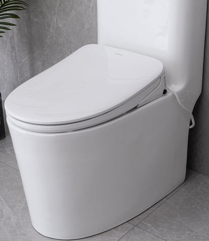 AQUATIZ Elongated Smart Toilet Bidet, Electric Toilet Seat with Self-Cleaning Nozzle, Adjustable Warm Water, Deodorizer, Air Dryer, LED Night light (Remote Control)