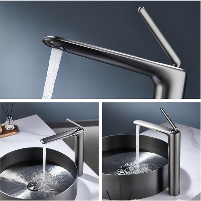 Single Hole Faucet for Bathroom Sink Bathroom Faucet Single Handle Hot and Cold Gun Gray