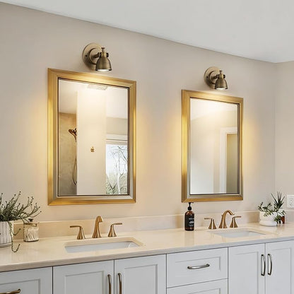 Bronze Small Wall Sconce Hardwired Set of 2 - Vintage Brass Mini Bell Light | Adjustable Art Deco Fixture with Dimmable Bulb, for Bedside Reading Bedroom Hallway Kitchen Bathroom Vanity Picture Light